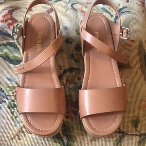 New Prada Nude Leather Sandals